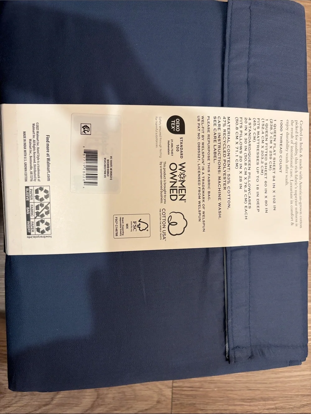 Hotel Style 1000 Thread Count Luxury Queen Sheet Set - Navy